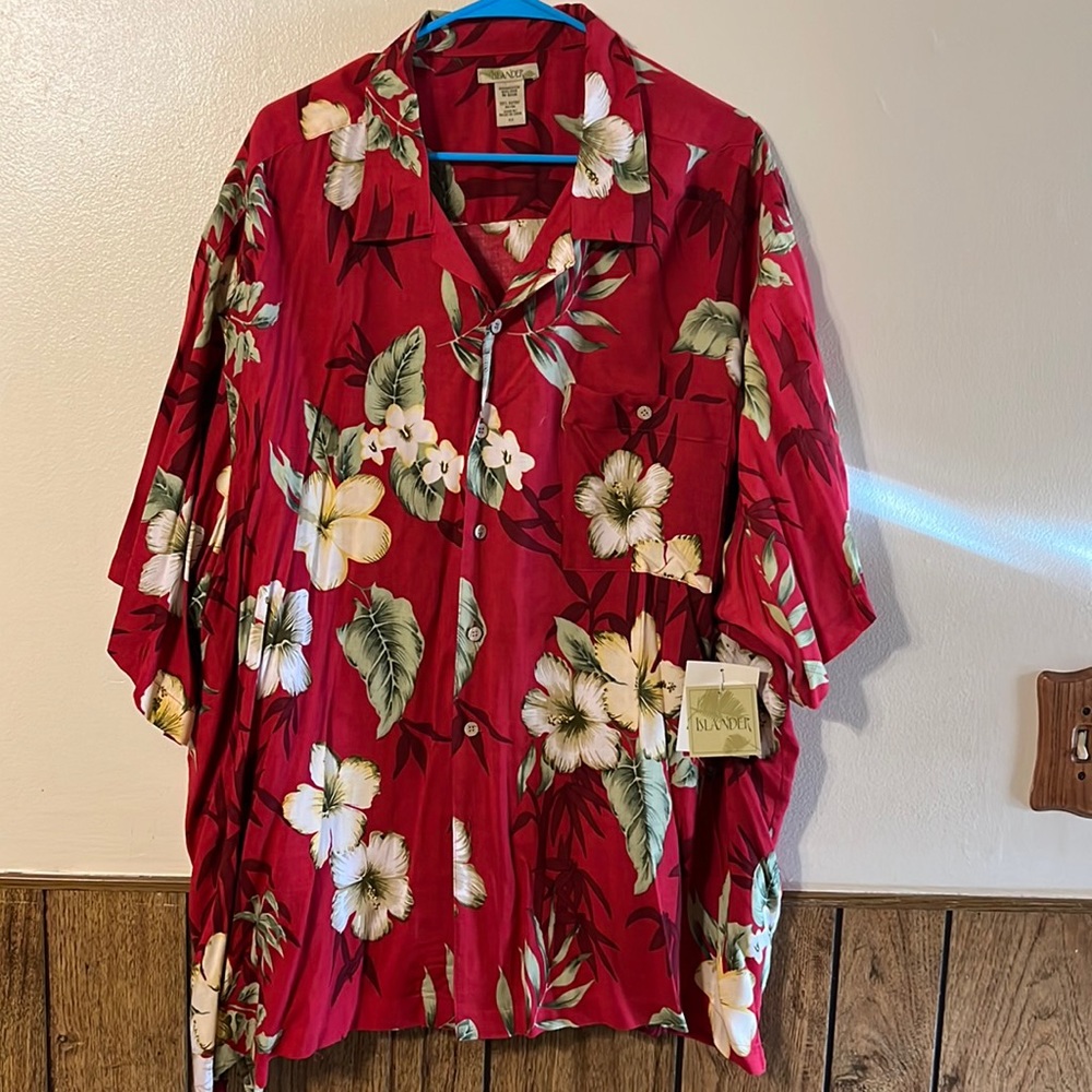 NWT Big Men's Islander Red Floral Tropical Shirt size 4X